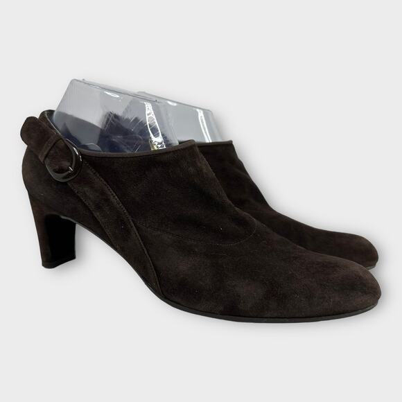 Stuart Weitzman Womens size 9.5 Suede Leather Ankle Bootie Heel Shoe Brown - Picture 1 of 11